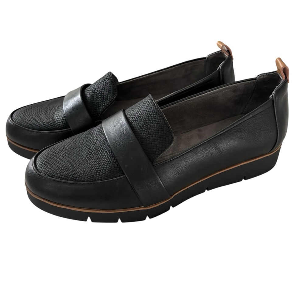 Dr Scholl’s Webster Slip On Loafer Black Patent Leather Edgy Trend Comfortable